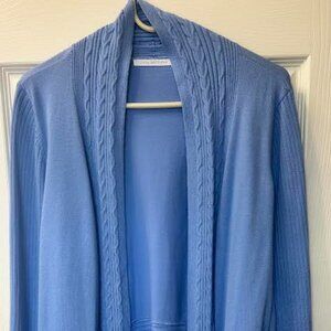 Blue Open Cardigan-Linda Matthews size Large
